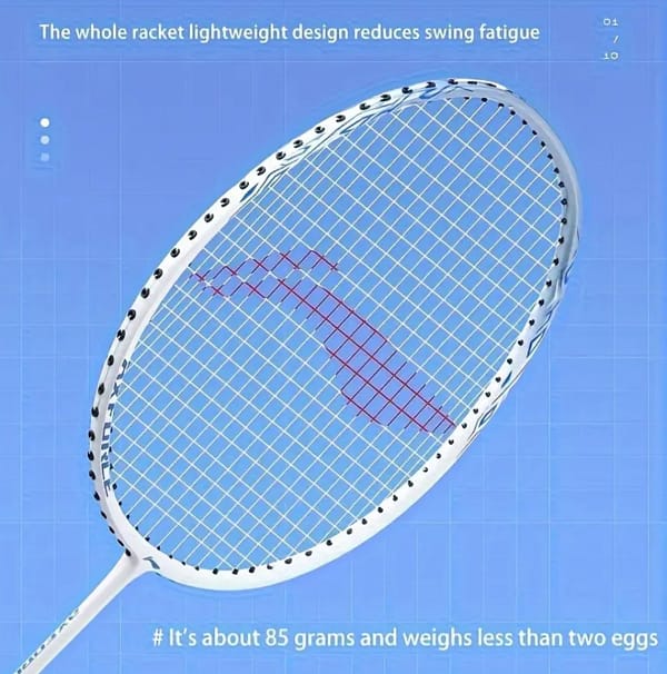 Li-Ning AXForce 9 Badminton Racquet – Carbon Fibre – 85g+ (Pearl White Cyanine Blue) - Image 7